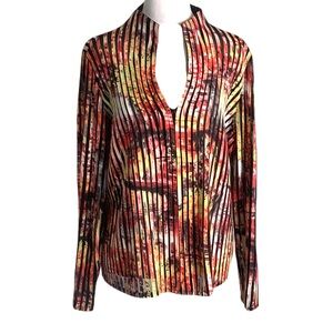 Azita Women’s XL Zip Colorful Multicolor Artsy Art to Wear Lightweight Jacket